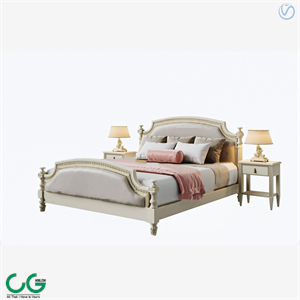 European style carved double bed 3d model